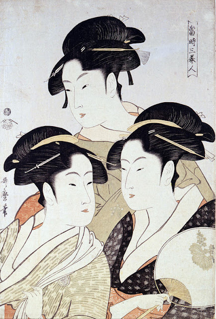 Ukiyo-e. Woodblock Print. Bijinga. Okubi-e. Utamaro.