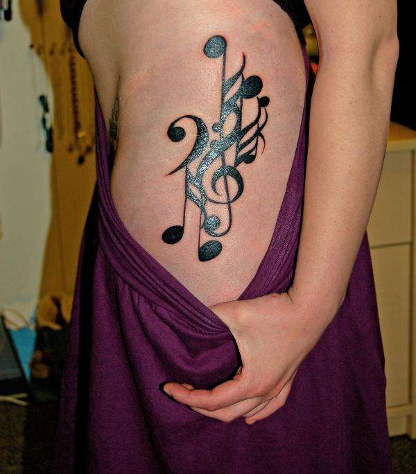 Side piece Music Notes Tattoo Designs