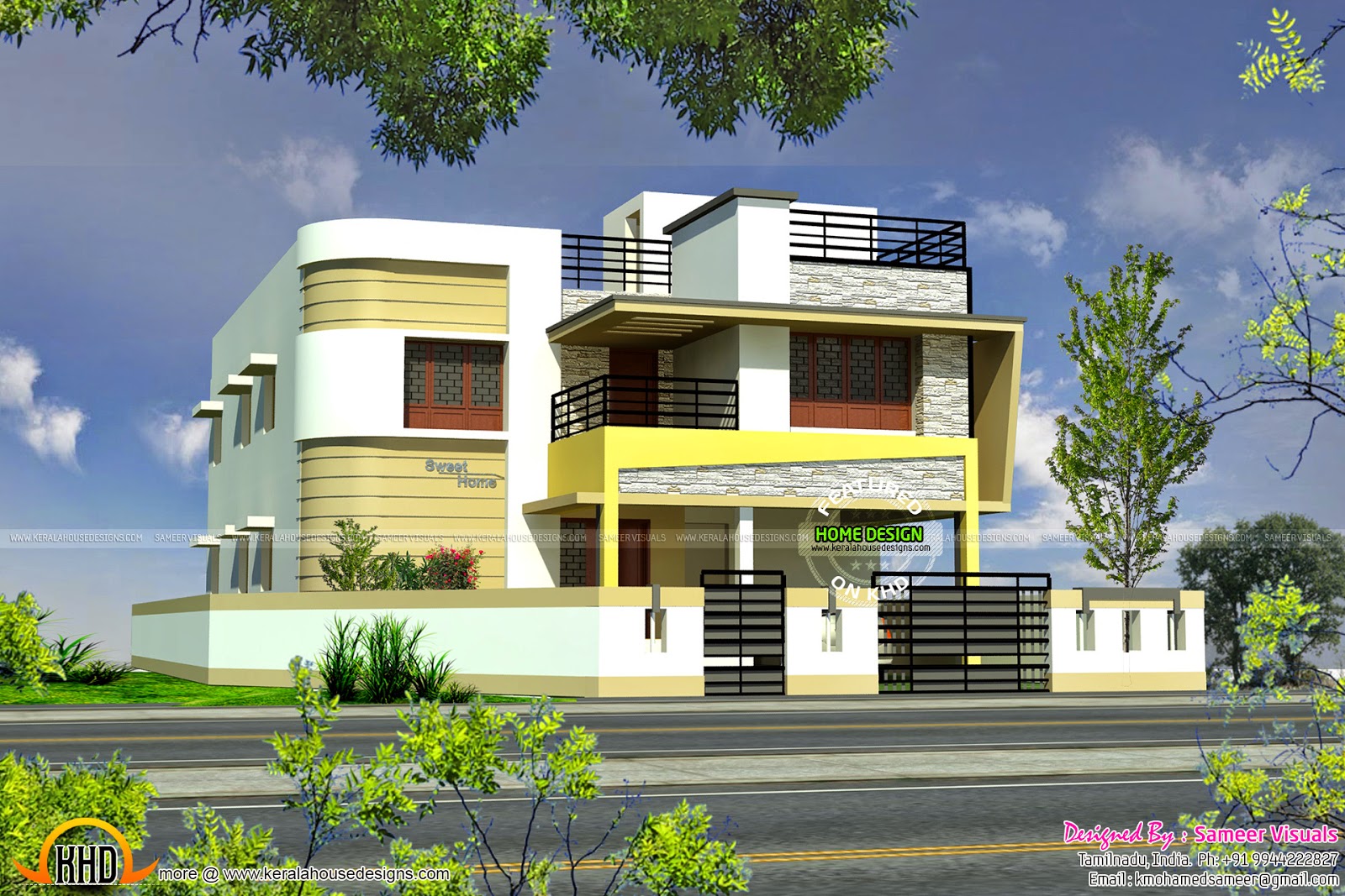  Tamilnadu  style modern house  design Kerala home  design 