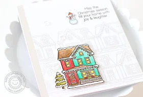 Sunny Studio Stamps: Christmas Home Subtlety Stamped Background Christmas Card by Nancy Damiano