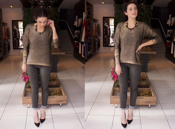 Look jeans preto e tricô metálico  (8)