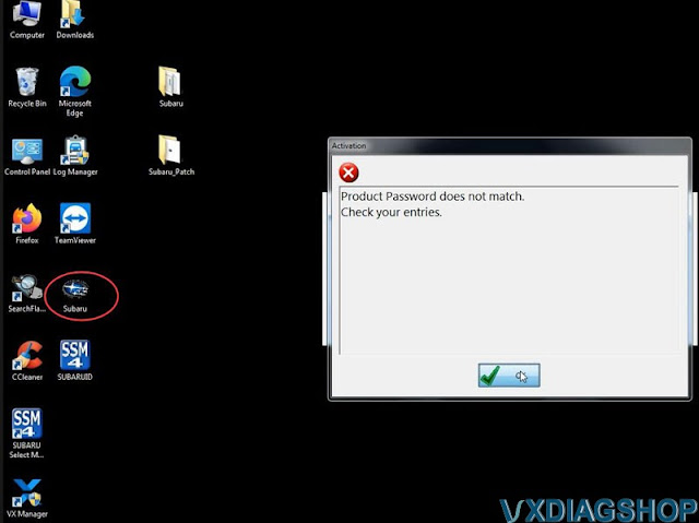 Fix VXDIAG Subaru SSM4 Password Don't Match 1