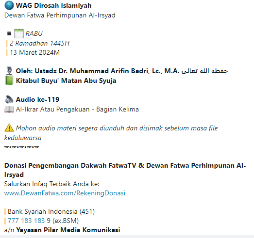 Audio ke-119 Al-Ikrar Atau Pengakuan - Bagian Kelima