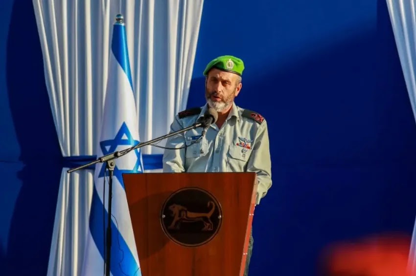 Chefe do Comando Central das IDF, Major General Yehuda Fox, fala durante sua cerimônia de posse realizada na sede do Comando Central militar israelense em Jerusalém | Crédito da foto: Flash90