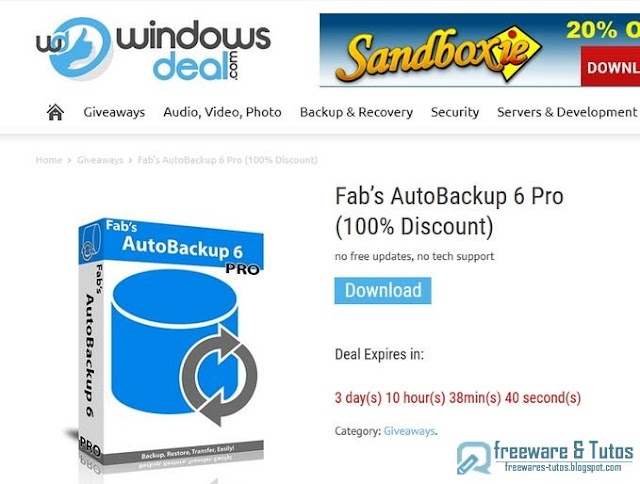 Offre promotionnelle : Fab's AutoBackup 6 Pro gratuit !