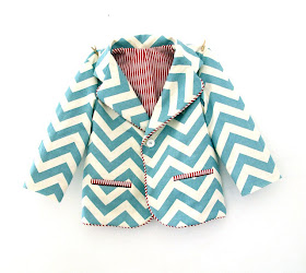 Mint blue and white chevron / zigzag toddler blazer by Cirque du Bebe