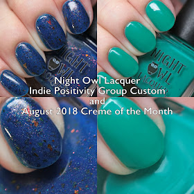Night Owl Lacquer Indie Positivity Group Custom and August 2018 Creme of the Month