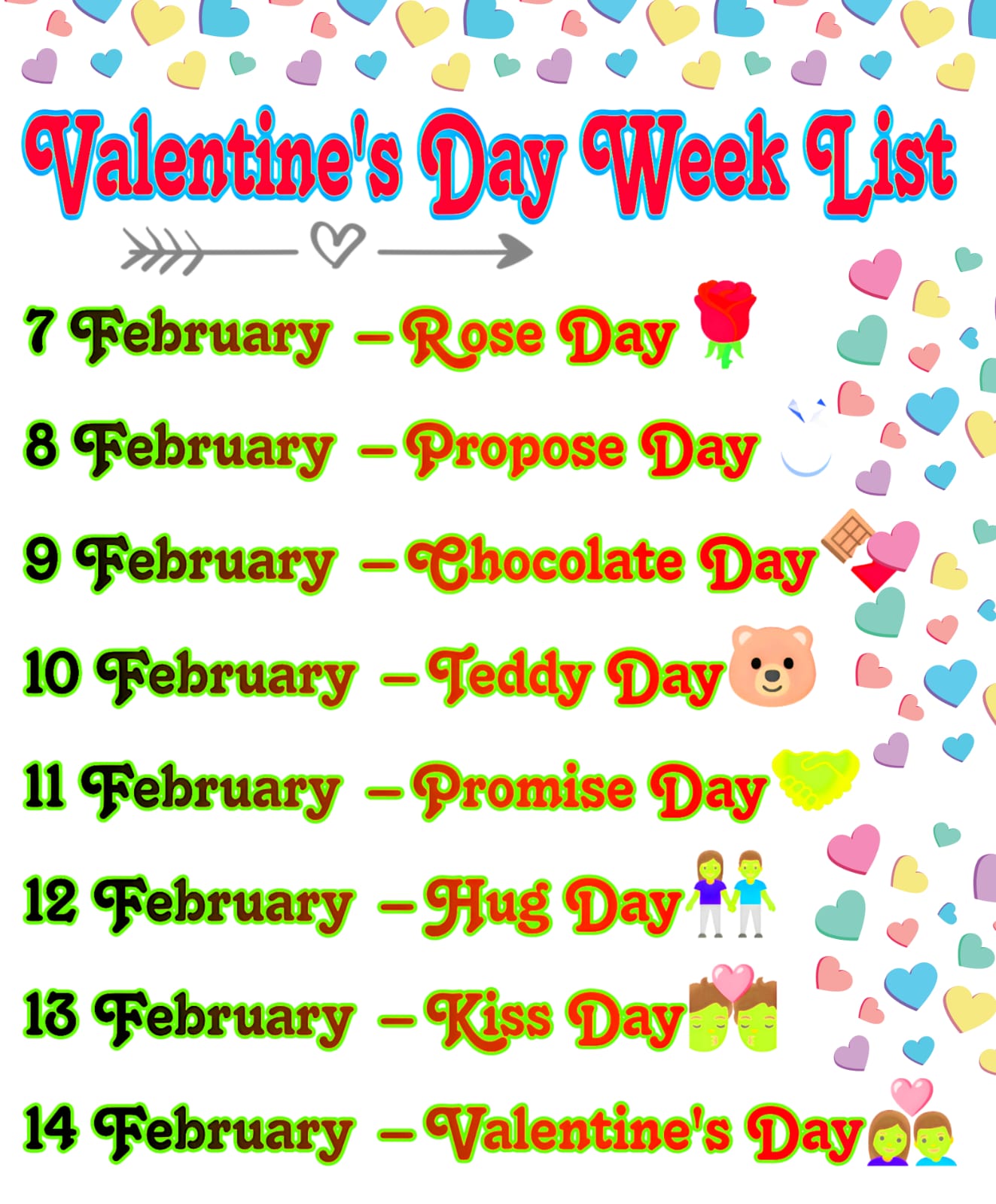 Valentine week days list photo