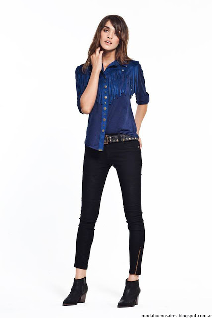 Camisas de jeans con flecos otoño invierno 2016 Vesna.