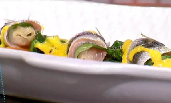 Involtini di sardine con zabaione allo zafferano