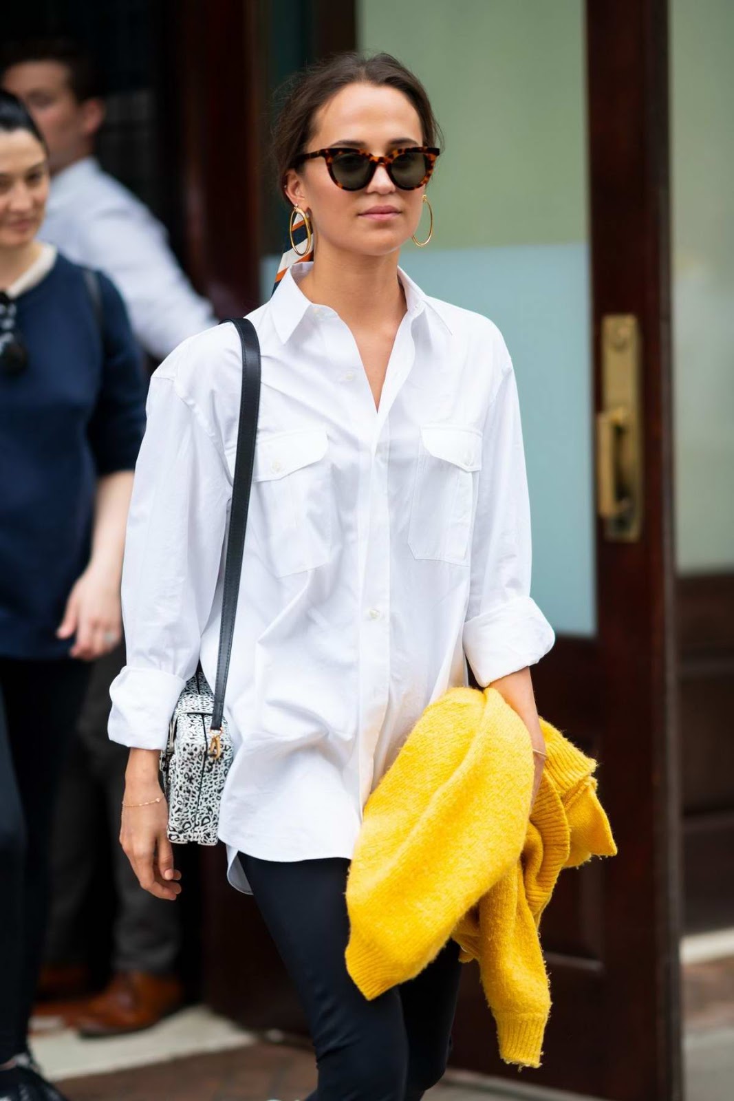 Alicia Vikander in White Shirt Style Out in New York City