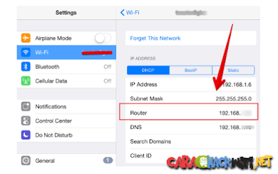 Cara melihat ip default router di iphone