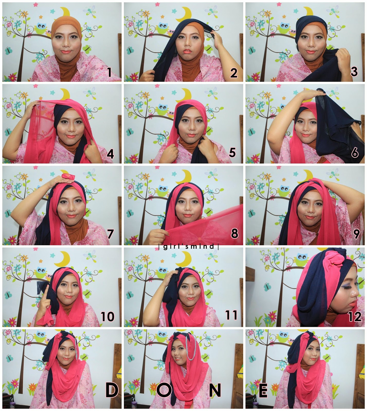27 Gambar Menarik Tutorial Hijab Indonesia Wisuda Dua Warna Terupdate