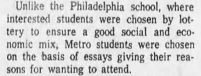 newspaper article 1974 Metro High School's first graduation, founded by Betty M Wheeler