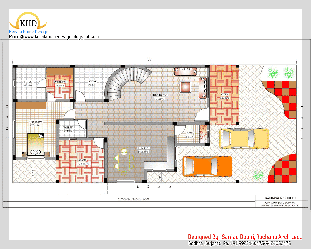  Indian  style home  plan  and elevation  design Kerala home  