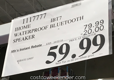 Deal for the iHome iBT7 Portable Wireless Stereo Speaker at Costco