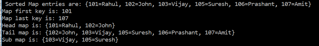 Java SortedMap with Example