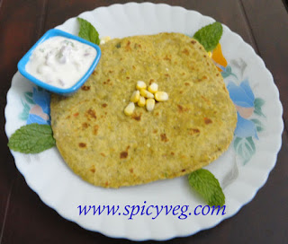 Sweet Corn Mint Paratha