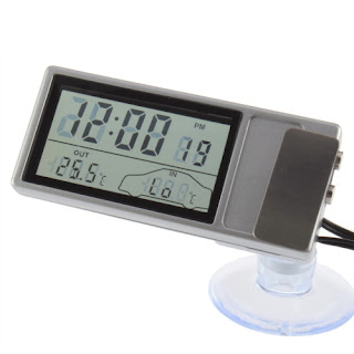 New Portable Digital LCD Display Auto Car In / Outdoor Thermometer mit Uhr