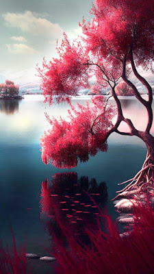 Lake Autumn Tree iPhone Wallpaper