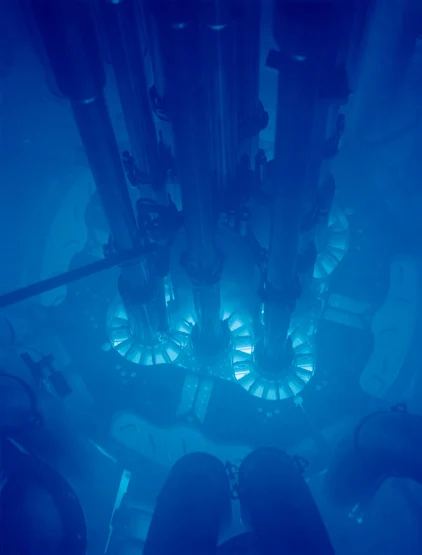 Blue glow of Cherenkov radiation around the core of the Advanced Test Reactor at Idaho National Laboratory