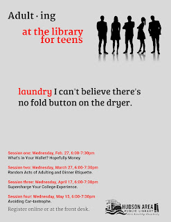 Adulting at the library for teens.  Laundry:  I can't believe there's no fold button on the dryer.  