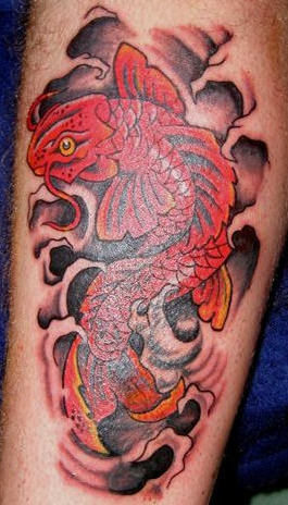 koi fish tattoo meaning. Red Koi Fish Tattoo Design