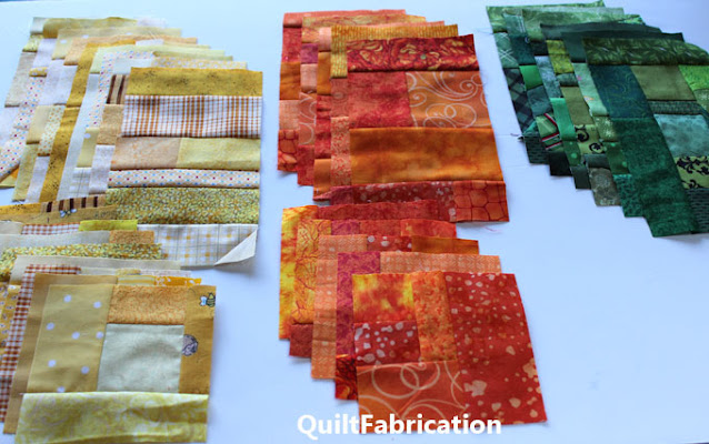 yellow orange and green scrap blocks