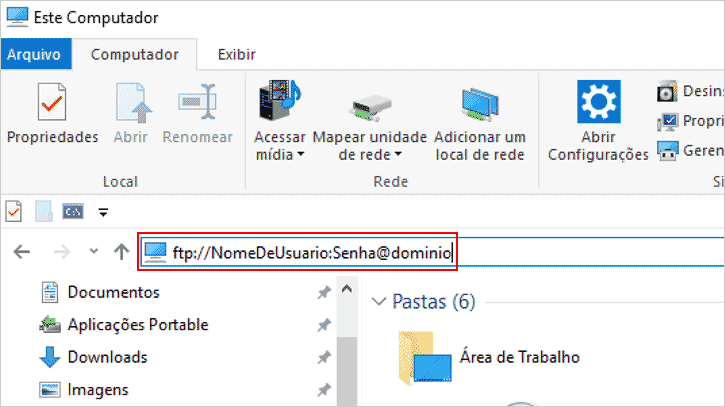 Acessando conta FTP pelo explorador de arquivos no Windows
