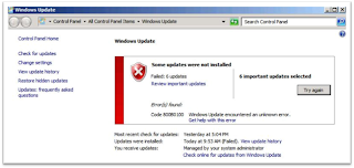 800B0100 Windows Update Error