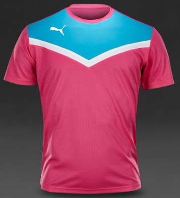 Desain Jersey Futsal Puma Warna Pink Kombinasi Biru