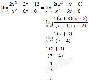 Penyelesaian limit fungsi aljabar dengan cara pemfaktoran