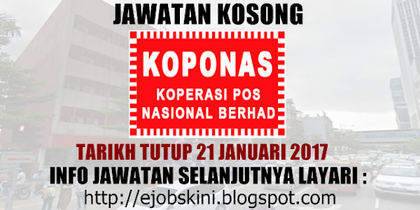 Jawatan Kosong Koperasi Pos Nasional Berhad - 21 Januari 2017