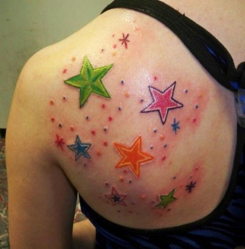 Star Tattoos Back. star tattoos on ack men.