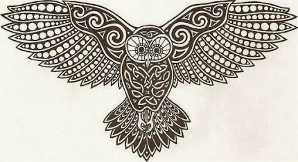 Flying owl tribal tattoo stencil