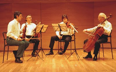 El Cuarteto Borodin en el año 2001, todavía con valentín Berlinsky como violonchelista (© Juan Carlos Ortiz / Diario de Sevilla)
