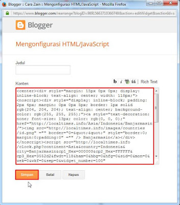 Cara Memasang Widget Jam Dan Kalender Di Blog Terbaru