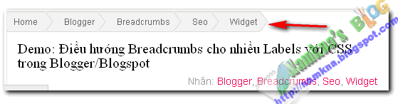 Điều hướng Breadcrumbs cho nhiều Labels với CSS trong Blogger/Blogspot