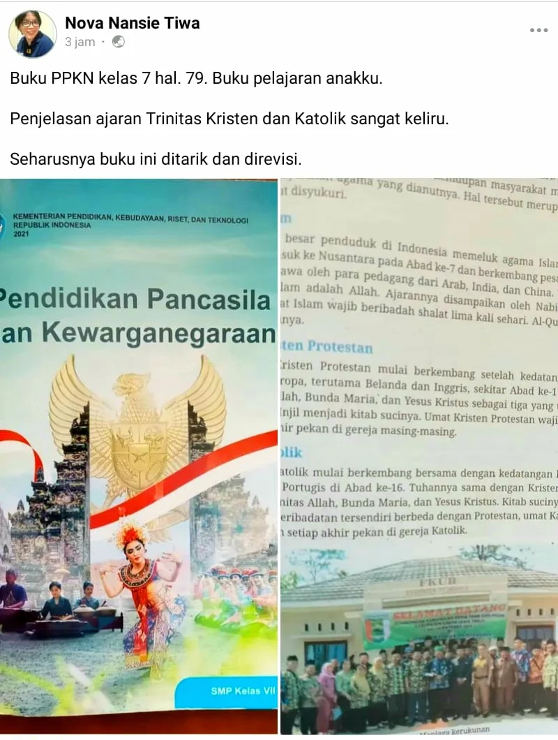 Orang Tua Siswa Kritik Isi Buku Pelajaran PPKN Kelas VII