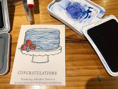 #CTMHVandra, CTMH, SOTM, S1906, Congratulations, cake, shimmer, Shimmer Brush, painting, watercolour brushes, Water colour Paints, painting with ink, Birthday, Wedding, Rose, color dare, Colour Dare Challenge, 