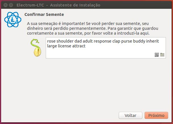 Digitar a semente no Electrum-LTC