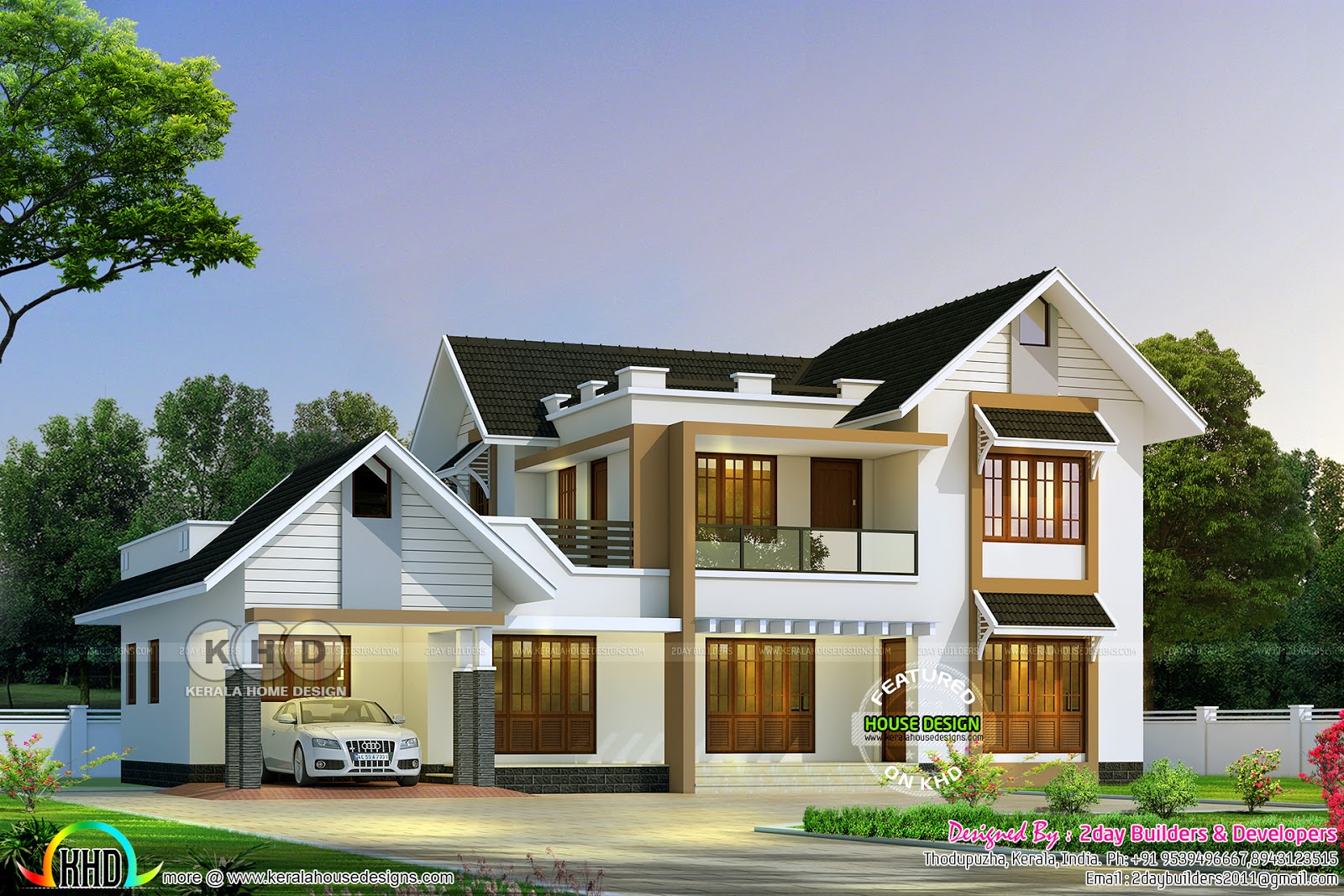 2765 square feet 5 bedroom semi contemporary  home  Kerala  