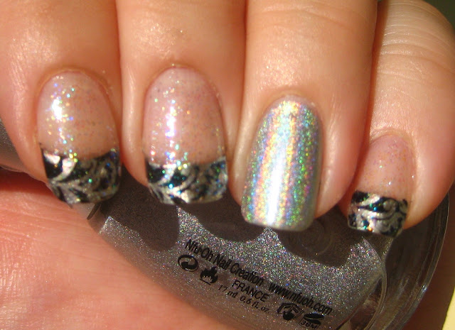 Silver Swirl Holographic Manicure