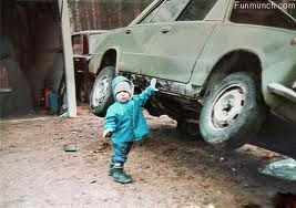 Cute Baby Lifting Car