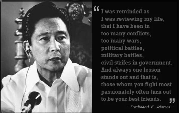 Ferdinand Edralin Marcos adalah presiden ke-10 Filipina dan merupakan presiden pertama yang terpilih menjabat selama dua periode berturut-turut. Ia mengawali karirnya sebagai presiden Filipina yaitu pada 30 Desember 1965, kemudian terpilih kembal pada pemilihan umum 1969.