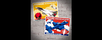 San Diego Comic-Con 2018 Exclusive G.I. Joe Skystriker vs Cobra Rattler Screen Prints by Oktopolis