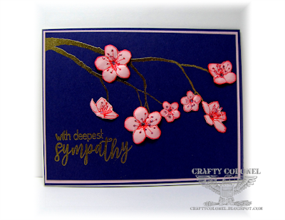 CrraftyColonel Donna Nuce for Club Scrap bloghop.  Cherry Blossom sympathy card.