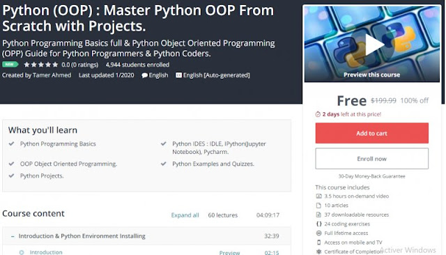 [100% Off] Python (OOP) : Master Python OOP From Scratch with Projects.| Worth 199,99$