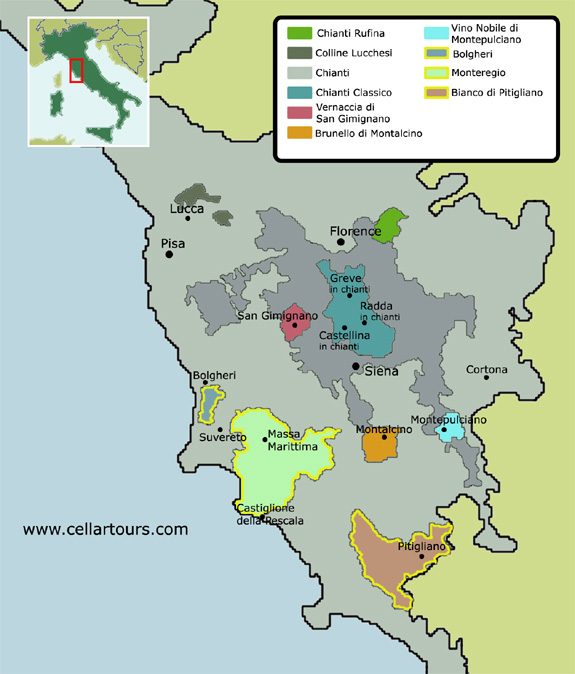 map of italy tuscany. Picture: Tuscany wine map