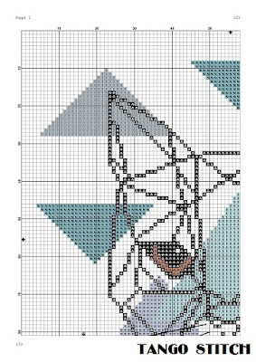 Geometric cat scandinavian pastel abstract cross stitch pattern